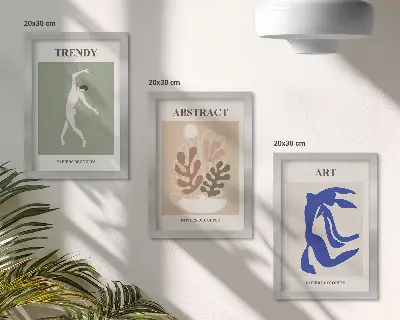 Tryptyk w ramie stylowe postacie i rośliny inspirowane twórczością Henriego Matisse'a