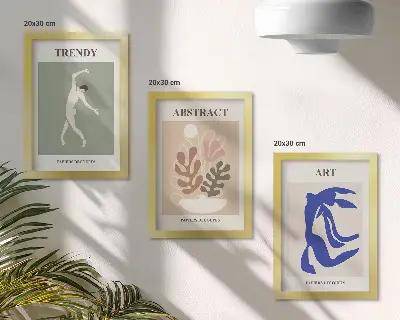 Tryptyk w ramie stylowe postacie i rośliny inspirowane twórczością Henriego Matisse'a
