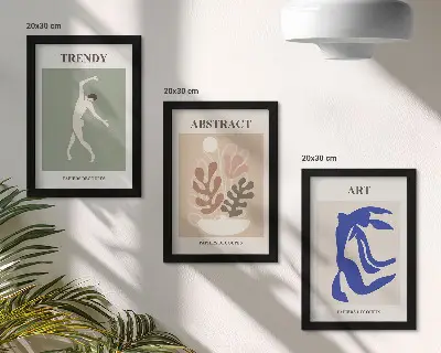 Tryptyk w ramie stylowe postacie i rośliny inspirowane twórczością Henriego Matisse'a