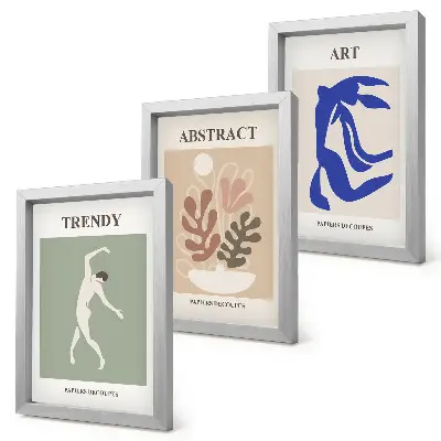 Tryptyk w ramie stylowe postacie i rośliny inspirowane twórczością Henriego Matisse'a