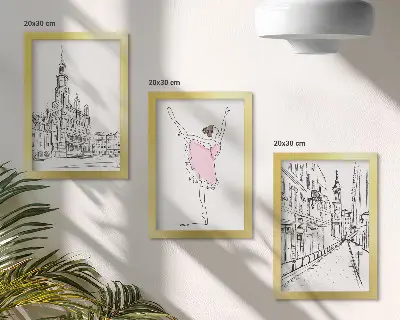 Zestaw 3 obrazów w ramie Stylowe obrazy z tańczącą baletnicą i architekturą
