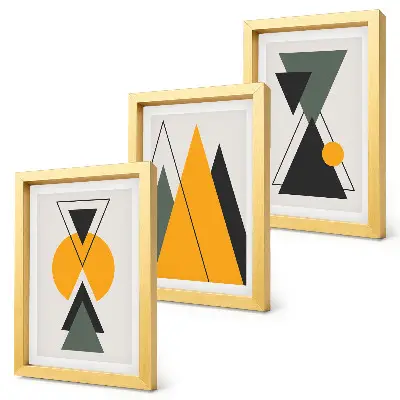 Abstrakcyjne kształty geometryczne tryptyk w ramie