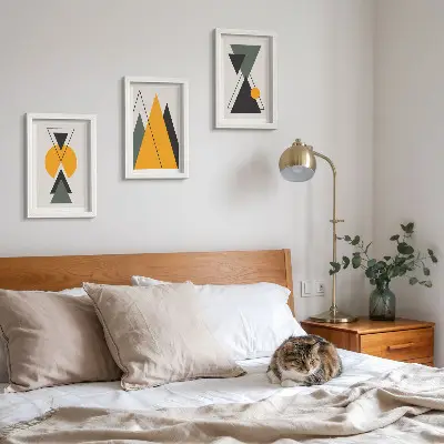 Abstrakcyjne kształty geometryczne tryptyk w ramie