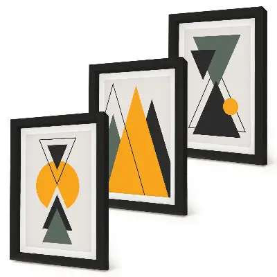Abstrakcyjne kształty geometryczne tryptyk w ramie