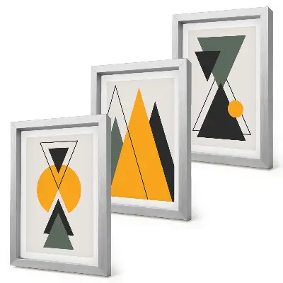 Abstrakcyjne kształty geometryczne tryptyk w ramie