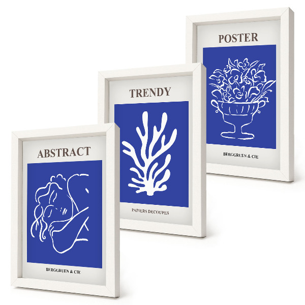 Zestaw 3 obrazów w ramie Stylowe niebieskie postery Henri Matisse
