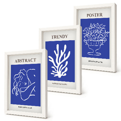 Zestaw 3 obrazów w ramie Stylowe niebieskie postery Henri Matisse