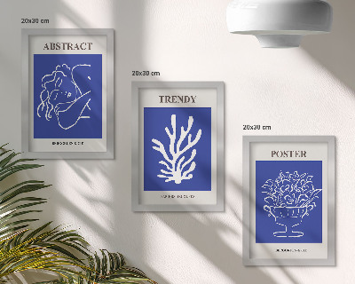 Zestaw 3 obrazów w ramie Stylowe niebieskie postery Henri Matisse