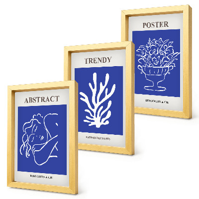 Zestaw 3 obrazów w ramie Stylowe niebieskie postery Henri Matisse