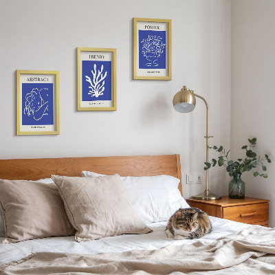 Zestaw 3 obrazów w ramie Stylowe niebieskie postery Henri Matisse