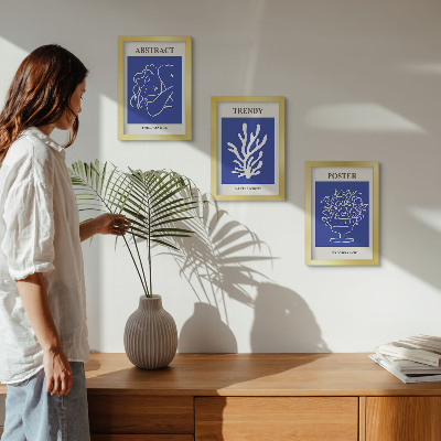 Zestaw 3 obrazów w ramie Stylowe niebieskie postery Henri Matisse