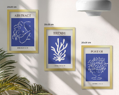 Zestaw 3 obrazów w ramie Stylowe niebieskie postery Henri Matisse