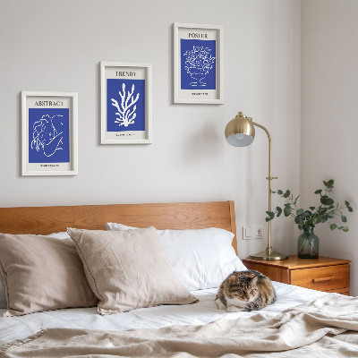 Zestaw 3 obrazów w ramie Stylowe niebieskie postery Henri Matisse