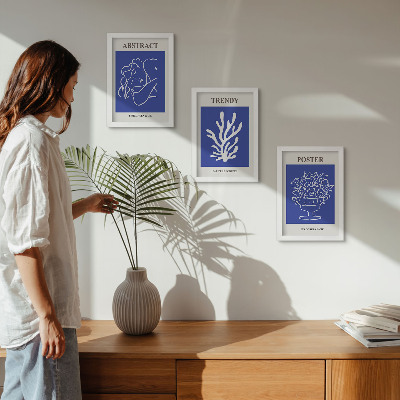 Zestaw 3 obrazów w ramie Stylowe niebieskie postery Henri Matisse