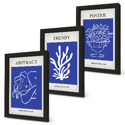Zestaw 3 obrazów w ramie Stylowe niebieskie postery Henri Matisse