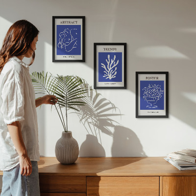 Zestaw 3 obrazów w ramie Stylowe niebieskie postery Henri Matisse