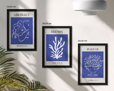 Zestaw 3 obrazów w ramie Stylowe niebieskie postery Henri Matisse
