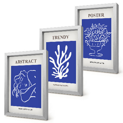 Zestaw 3 obrazów w ramie Stylowe niebieskie postery Henri Matisse