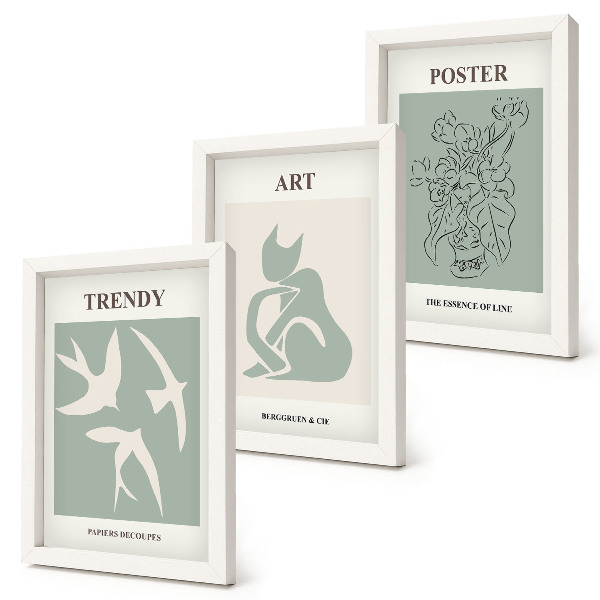 Zestaw 3 obrazów w ramie Stylowe ilustracje Henri Matisse
