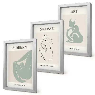 Dekoracja ścienna zestaw obrazów abstrakcyjne figury w pastelowych odcieniach inspirowane stylem Henriego Matisse'a