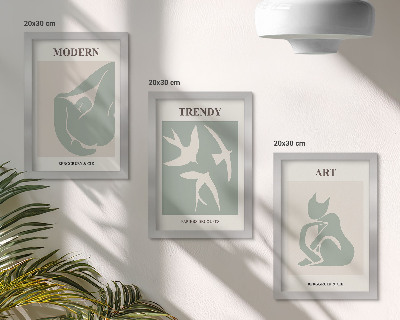 Zestaw 3 obrazów w ramie Henri Matisse abstrakcyjne figury w stonowanej kolorystyce