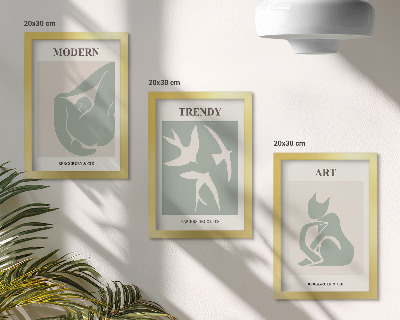 Zestaw 3 obrazów w ramie Henri Matisse abstrakcyjne figury w stonowanej kolorystyce