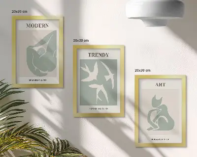Zestaw 3 obrazów Henri Matisse abstrakcyjne figury w stonowanej kolorystyce w ramie