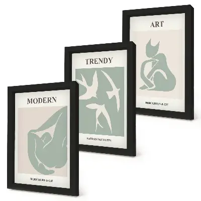 Zestaw 3 obrazów Henri Matisse abstrakcyjne figury w stonowanej kolorystyce w ramie