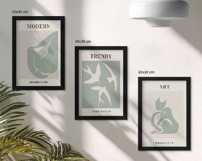 Zestaw 3 obrazów w ramie Henri Matisse abstrakcyjne figury w stonowanej kolorystyce