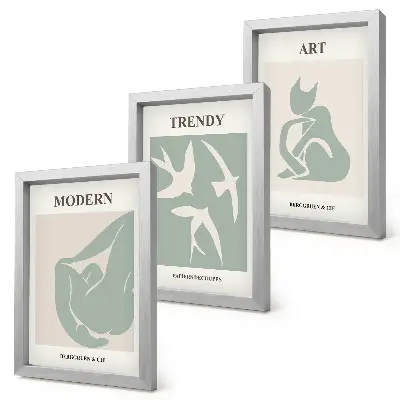 Zestaw 3 obrazów Henri Matisse abstrakcyjne figury w stonowanej kolorystyce w ramie
