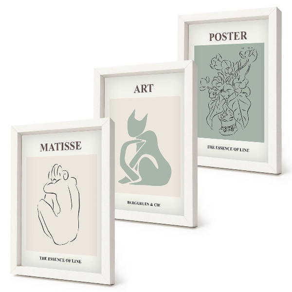 Tryptyk w ramie Postery w odcieniach beżu i zieleni Henri Matisse