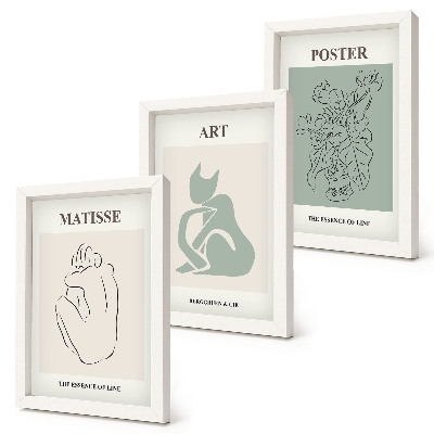Tryptyk w ramie Postery w odcieniach beżu i zieleni Henri Matisse