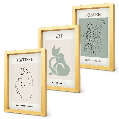 Tryptyk w ramie Postery w odcieniach beżu i zieleni Henri Matisse