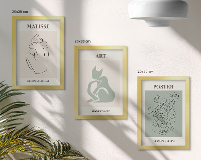 Tryptyk w ramie Postery w odcieniach beżu i zieleni Henri Matisse
