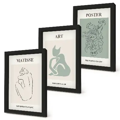 Tryptyk w ramie postery Henri Matisse w odcieniach beżu i zieleni