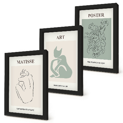Tryptyk w ramie Postery w odcieniach beżu i zieleni Henri Matisse