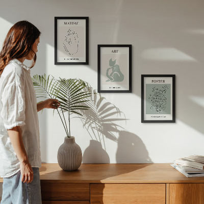Tryptyk w ramie Postery w odcieniach beżu i zieleni Henri Matisse