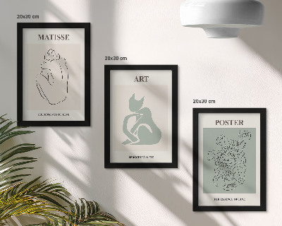 Tryptyk w ramie Postery w odcieniach beżu i zieleni Henri Matisse