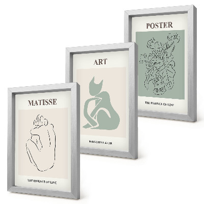 Tryptyk w ramie Postery w odcieniach beżu i zieleni Henri Matisse