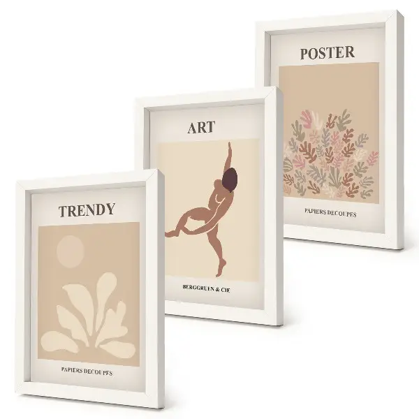 Tryptyk w ramie Abstrakcyjne formy i postacie Henri Matisse tryptyk przedstawiający abstrakcyjne formy i postacie w stylu Henri Matisse'a w ramie