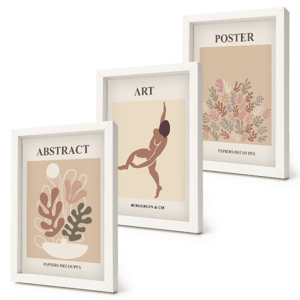 Tryptyk w ramie Stylowe abstrakcyjne kompozycje Henri Matisse