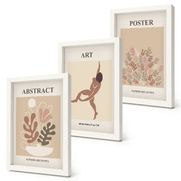 Tryptyk w ramie z serii stylowych abstrakcyjnych kompozycji Henri Matisse