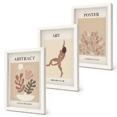 Tryptyk w ramie z serii stylowych abstrakcyjnych kompozycji Henri Matisse