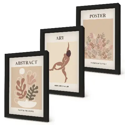 Tryptyk w ramie z serii stylowych abstrakcyjnych kompozycji Henri Matisse