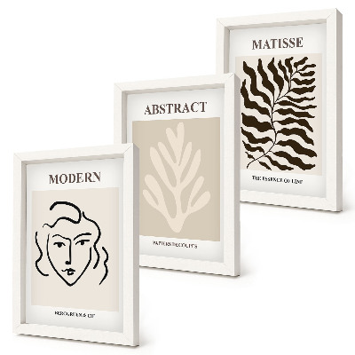Zestaw 3 obrazów w ramie Twarz i liście ilustracje grafiki Henri Matisse