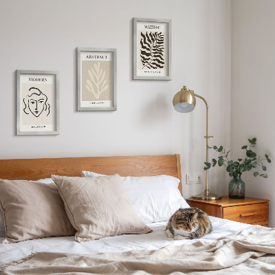 Zestaw 3 obrazów w ramie Twarz i liście ilustracje grafiki Henri Matisse