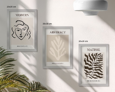 Zestaw 3 obrazów w ramie Twarz i liście ilustracje grafiki Henri Matisse