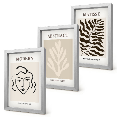 Zestaw 3 obrazów w ramie Twarz i liście ilustracje grafiki Henri Matisse