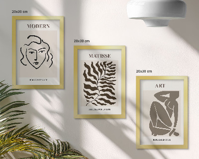 Tryptyk w ramie Stylowe grafiki z liniami i postaciami w neutralnych kolorach