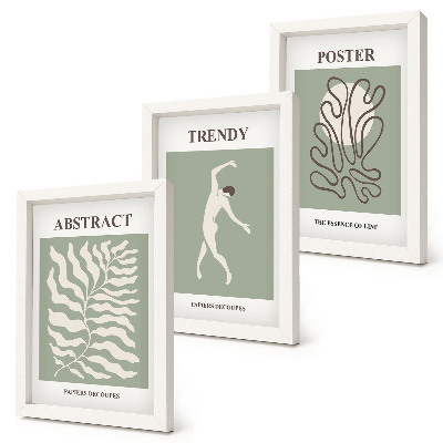 Zestaw 3 obrazów w ramie Roślinne wzory w odcieniach zieleni Henri Matisse